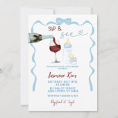 Whimsical Sip en See Blue Boy Baby shower Kaart (Voorkant)