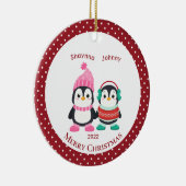 Whimsical Sister & Brother Penguins Persoonlijk Keramisch Ornament (Rechts)