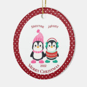 Whimsical Sister & Brother Penguins Persoonlijk Keramisch Ornament (Links)