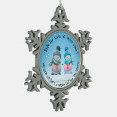 Whimsical Sister Snowmen Tin Sneeuwvlok Ornament (Links)