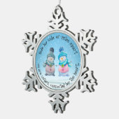 Whimsical Sister Snowmen Tin Sneeuwvlok Ornament (Rechts)
