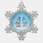 Whimsical Sister Snowmen Tin Sneeuwvlok Ornament (Voorkant)