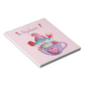 Whimsical Sits in Tea Cup Hearts & Flowers Notitieblok (Schuin)