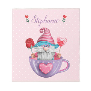 Whimsical Sits in Tea Cup Hearts & Flowers Notitieblok