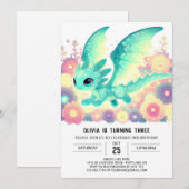 Whimsical Sjabloon Dragon Verjaardag Kaart (Voorkant / Achterkant)
