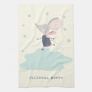 Whimsical Skater Mouse Holiday Name Custom Theedoek