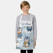Whimsical Skating Penguins Kids Apron | Custom Nam Schort (Gedragen)