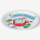Whimsical Skating Santa Claus | Vrolijk kerstfeest Papieren Bordje (Gekanteld)