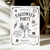 Whimsical Skeleton in Martini Glass, Halloween Kaart
