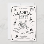 Whimsical Skeleton in Martini Glass, Halloween Kaart (Voorkant)