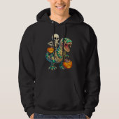 Whimsical Skeleton Riding Mummy T-Rex Halloween Hoodie (Voorkant)