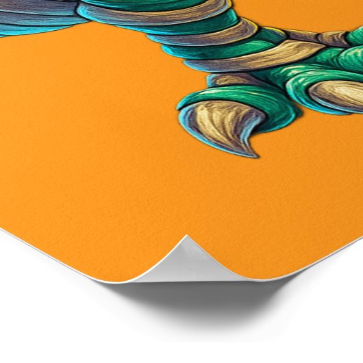 Whimsical Skeleton Riding Mummy T-Rex Halloween Poster (Hoek)