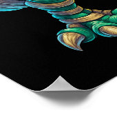 Whimsical Skeleton Riding Mummy T-Rex Halloween Poster (Hoek)