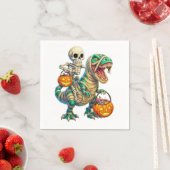 Whimsical Skeleton Riding Mummy T-Rex Halloween Servet (Insitu)
