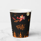 Whimsical Skeleton Vliegend Vliegtuig Halloween Pa Papieren Bekers (Achterkant)