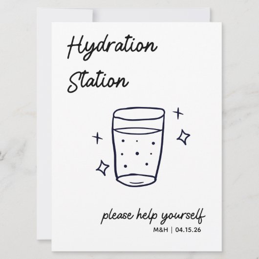 Whimsical Sketch Wedding Hydration Station Sign (Voorkant)