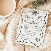Whimsical Sketched New Year's Eve Party Kaart