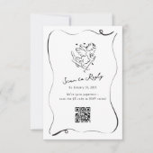 Whimsical Ski Cupid QR Code Wedding RSVP Kaartje (Voorkant)