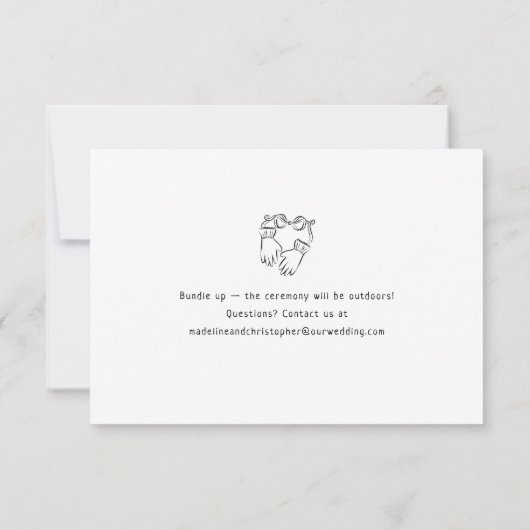 Whimsical Ski Cupid Winter Wedding RSVP Kaartje (Achterkant)