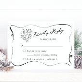Whimsical Ski Cupid Winter Wedding RSVP Kaartje