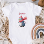 Whimsical Ski Penguin Baby Bodysuit