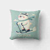 Whimsical Skiën Schattige Polar Beer gepersonalise Kussen (Voorkant)