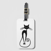 Whimsical Skinny Black Cat Bagagelabel (Voorkant (verticaal))