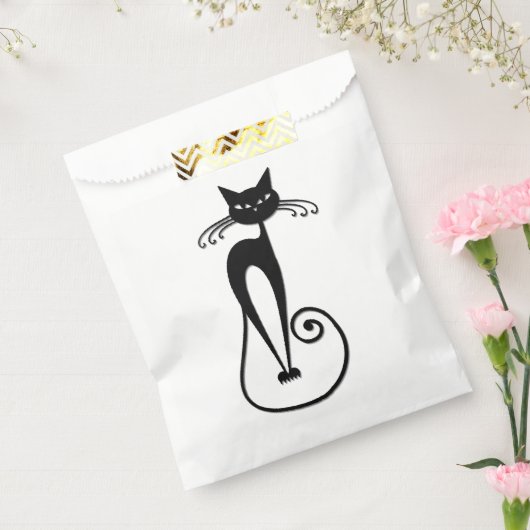 Whimsical Skinny Black Cat Bedankzakje (Gezegeld)