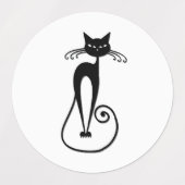 Whimsical Skinny Black Cat Labels (Design 1)