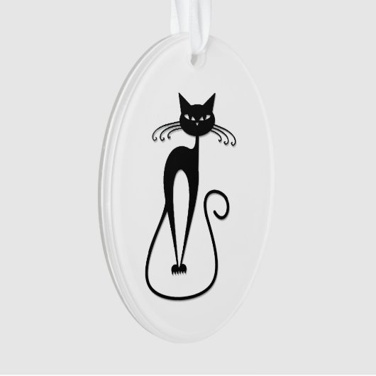 Whimsical Skinny Black Cat Ornament (voorkant)