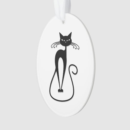 Whimsical Skinny Black Cat Ornament (voorkant)