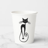 Whimsical Skinny Black Cat Papieren Bekers (Achterkant)