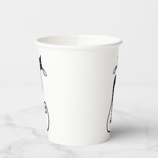 Whimsical Skinny Black Cat Papieren Bekers (Links)