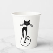 Whimsical Skinny Black Cat Papieren Bekers (Voorkant)