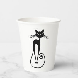Whimsical Skinny Black Cat Papieren Bekers