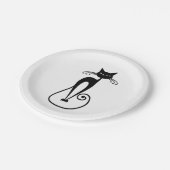 Whimsical Skinny Black Cat Papieren Bordje (Gekanteld)
