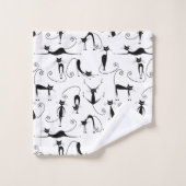 Whimsical Skinny Black Cat Patroon Bad Handdoek (Wasdoekje)