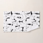 Whimsical Skinny Black Cat Patroon Bad Handdoek (Handdoek)