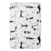 Whimsical Skinny Black Cat Patroon Badmat (Voorkant Verticaal)