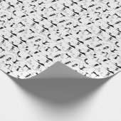 Whimsical Skinny Black Cat Patroon Cadeaupapier (Hoek)