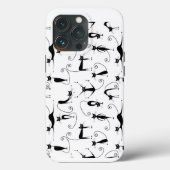 Whimsical Skinny Black Cat Patroon Case-Mate iPhone Case (Achterkant)