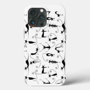 Whimsical Skinny Black Cat Patroon Case-Mate iPhone Case