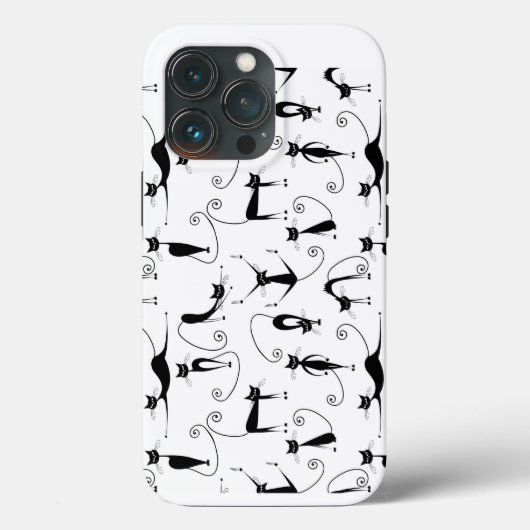 Whimsical Skinny Black Cat Patroon Case-Mate iPhone Case (Achterkant)