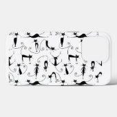 Whimsical Skinny Black Cat Patroon Case-Mate iPhone Case (Achterkant (horizontaal))