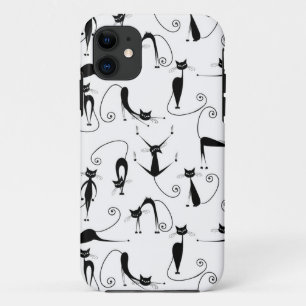 Whimsical Skinny Black Cat Patroon Case-Mate iPhone Case