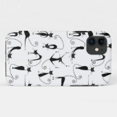 Whimsical Skinny Black Cat Patroon Case-Mate iPhone Case (Achterkant (horizontaal))