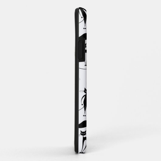 Whimsical Skinny Black Cat Patroon Case-Mate iPhone Case (Achterkant/rechts)