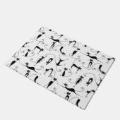 Whimsical Skinny Black Cat Patroon Deurmat (Schuin)