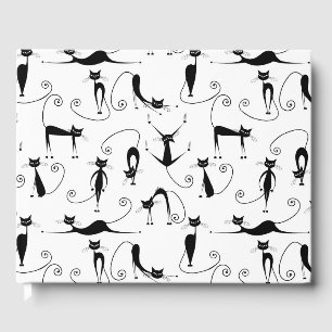 Whimsical Skinny Black Cat Patroon Gastenboek