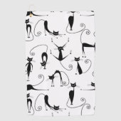 Whimsical Skinny Black Cat Patroon Golfhanddoek (Voorkant)